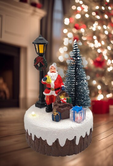 Wizardi; Holiday Scene with Santa - Christmas Village Collection by Wizardi F07-N6-2A Santa; Category:Christmas Tabletop Decor; Image:1